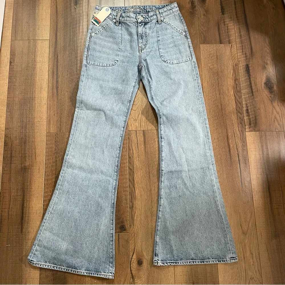 NWT $360 Daily Blue “Skye” Bell Leg Denim Jeans - Picture 4 of 15